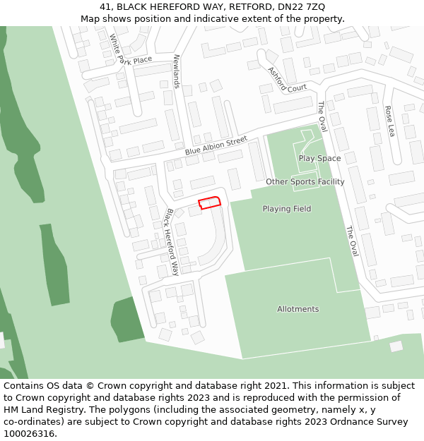 41, BLACK HEREFORD WAY, RETFORD, DN22 7ZQ: Location map and indicative extent of plot