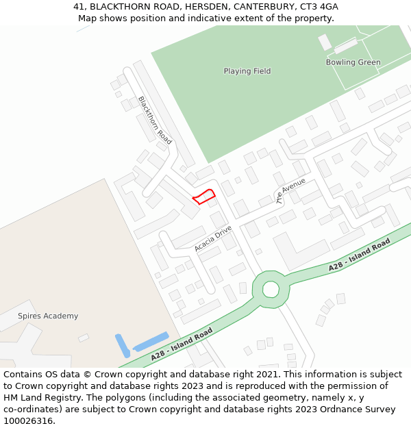 41, BLACKTHORN ROAD, HERSDEN, CANTERBURY, CT3 4GA: Location map and indicative extent of plot