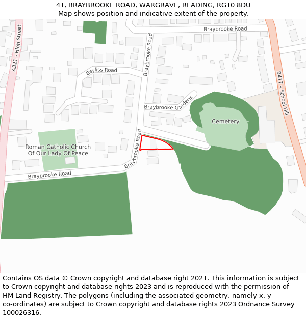 41, BRAYBROOKE ROAD, WARGRAVE, READING, RG10 8DU: Location map and indicative extent of plot