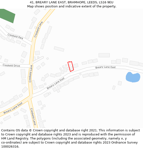 41, BREARY LANE EAST, BRAMHOPE, LEEDS, LS16 9EU: Location map and indicative extent of plot