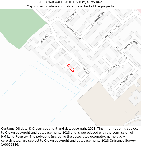 41, BRIAR VALE, WHITLEY BAY, NE25 9AZ: Location map and indicative extent of plot