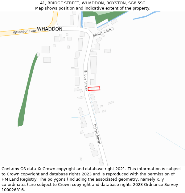41, BRIDGE STREET, WHADDON, ROYSTON, SG8 5SG: Location map and indicative extent of plot