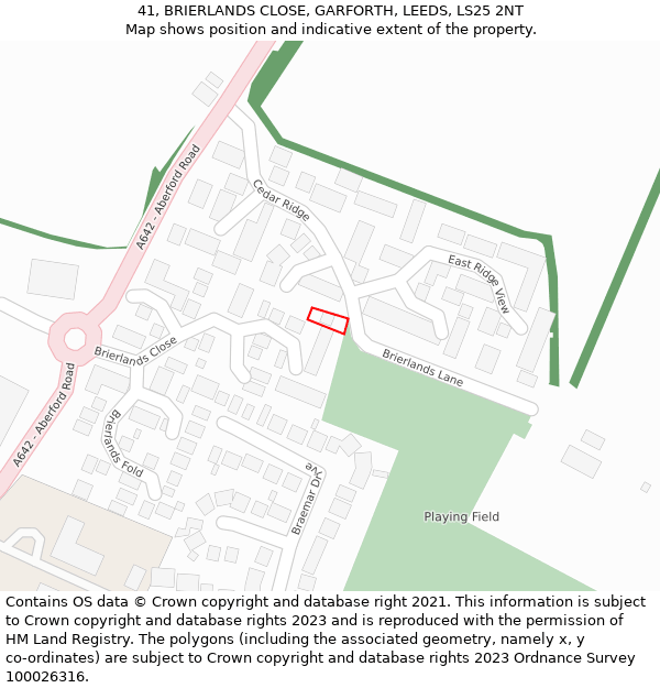 41, BRIERLANDS CLOSE, GARFORTH, LEEDS, LS25 2NT: Location map and indicative extent of plot