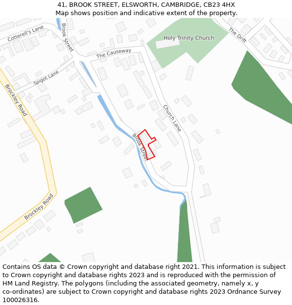41, BROOK STREET, ELSWORTH, CAMBRIDGE, CB23 4HX: Location map and indicative extent of plot