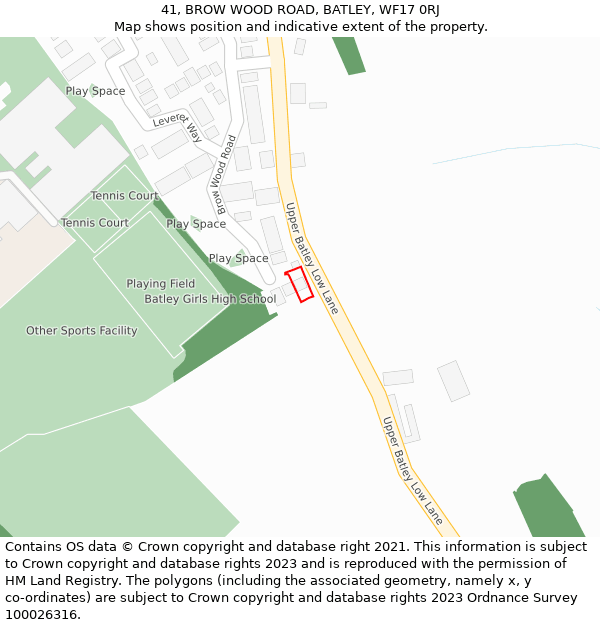 41, BROW WOOD ROAD, BATLEY, WF17 0RJ: Location map and indicative extent of plot