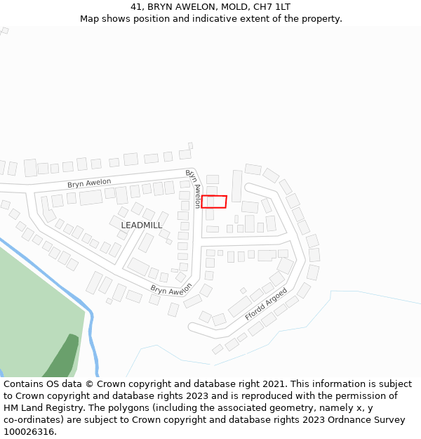 41, BRYN AWELON, MOLD, CH7 1LT: Location map and indicative extent of plot