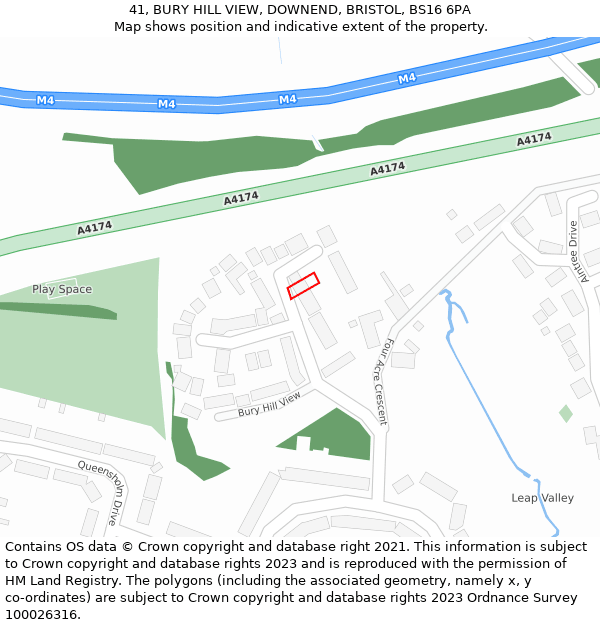 41, BURY HILL VIEW, DOWNEND, BRISTOL, BS16 6PA: Location map and indicative extent of plot