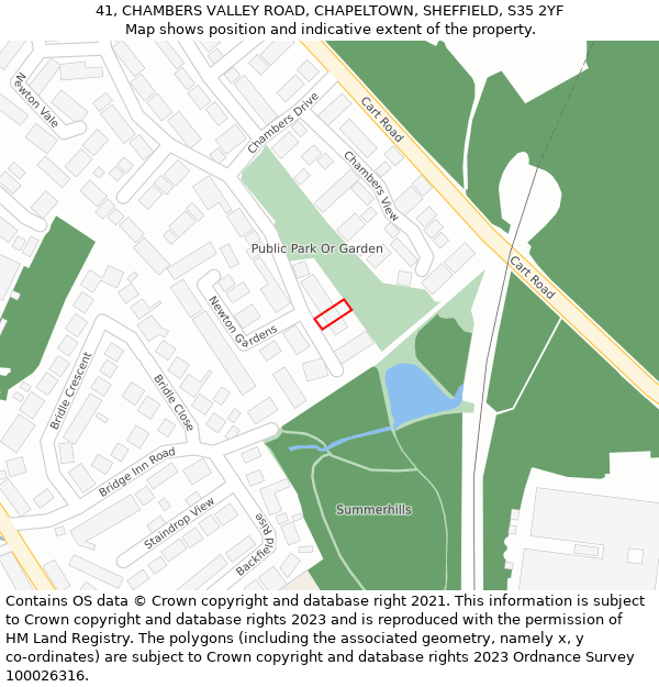 41, CHAMBERS VALLEY ROAD, CHAPELTOWN, SHEFFIELD, S35 2YF: Location map and indicative extent of plot