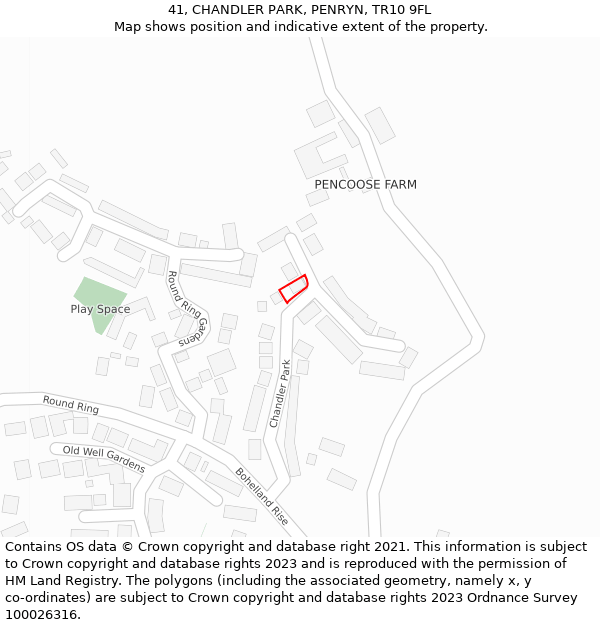 41, CHANDLER PARK, PENRYN, TR10 9FL: Location map and indicative extent of plot