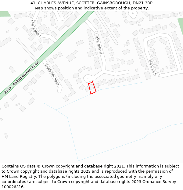 41, CHARLES AVENUE, SCOTTER, GAINSBOROUGH, DN21 3RP: Location map and indicative extent of plot