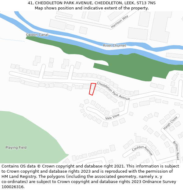 41, CHEDDLETON PARK AVENUE, CHEDDLETON, LEEK, ST13 7NS: Location map and indicative extent of plot