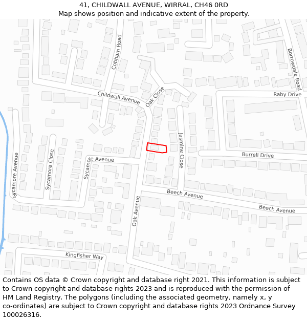 41, CHILDWALL AVENUE, WIRRAL, CH46 0RD: Location map and indicative extent of plot