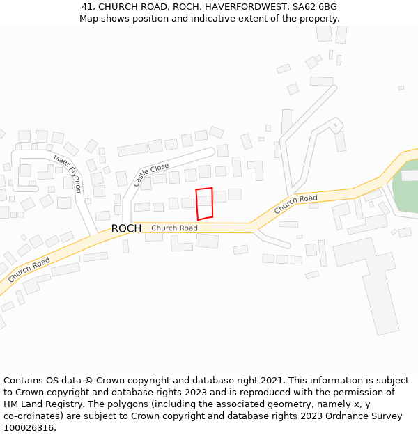 41, CHURCH ROAD, ROCH, HAVERFORDWEST, SA62 6BG: Location map and indicative extent of plot