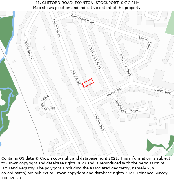 41, CLIFFORD ROAD, POYNTON, STOCKPORT, SK12 1HY: Location map and indicative extent of plot