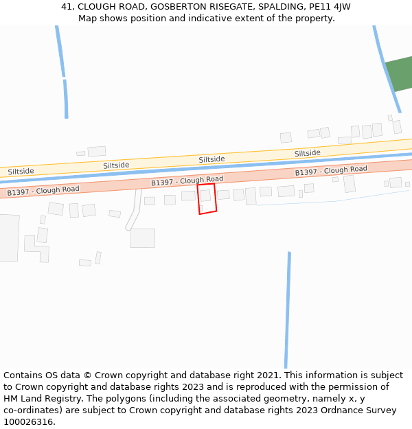 41, CLOUGH ROAD, GOSBERTON RISEGATE, SPALDING, PE11 4JW: Location map and indicative extent of plot