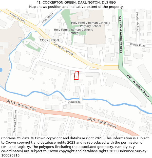 41, COCKERTON GREEN, DARLINGTON, DL3 9EG: Location map and indicative extent of plot