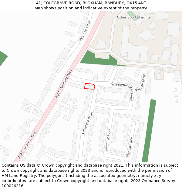 41, COLEGRAVE ROAD, BLOXHAM, BANBURY, OX15 4NT: Location map and indicative extent of plot