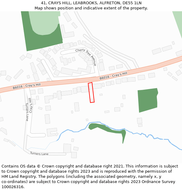 41, CRAYS HILL, LEABROOKS, ALFRETON, DE55 1LN: Location map and indicative extent of plot