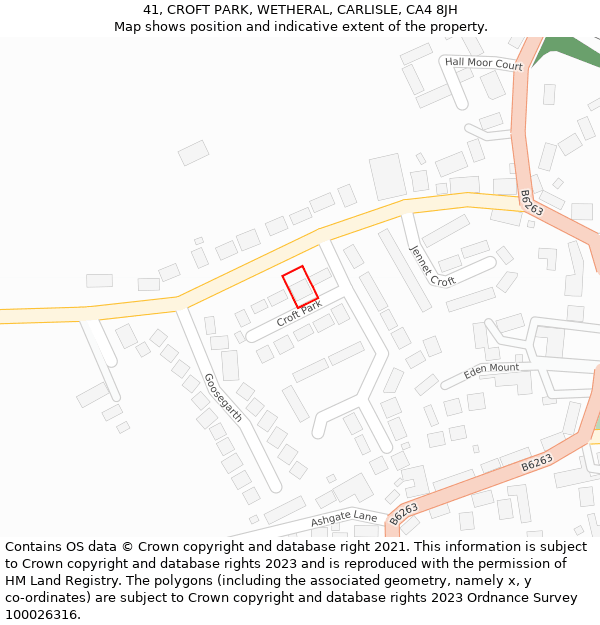 41, CROFT PARK, WETHERAL, CARLISLE, CA4 8JH: Location map and indicative extent of plot