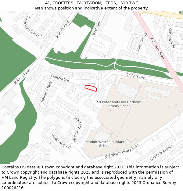 41, CROFTERS LEA, YEADON, LEEDS, LS19 7WE: Location map and indicative extent of plot