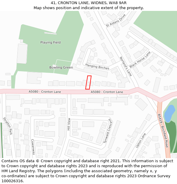 41, CRONTON LANE, WIDNES, WA8 9AR: Location map and indicative extent of plot