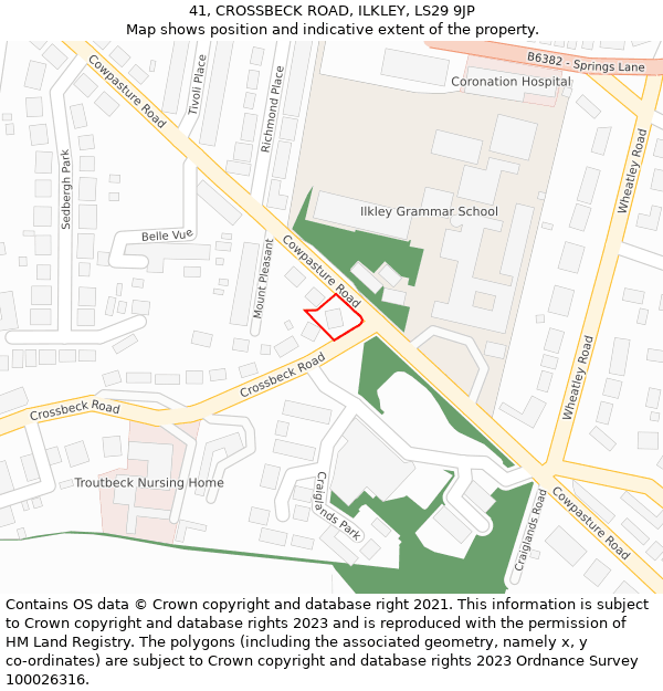 41, CROSSBECK ROAD, ILKLEY, LS29 9JP: Location map and indicative extent of plot