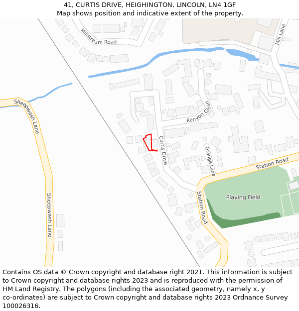 41, CURTIS DRIVE, HEIGHINGTON, LINCOLN, LN4 1GF: Location map and indicative extent of plot