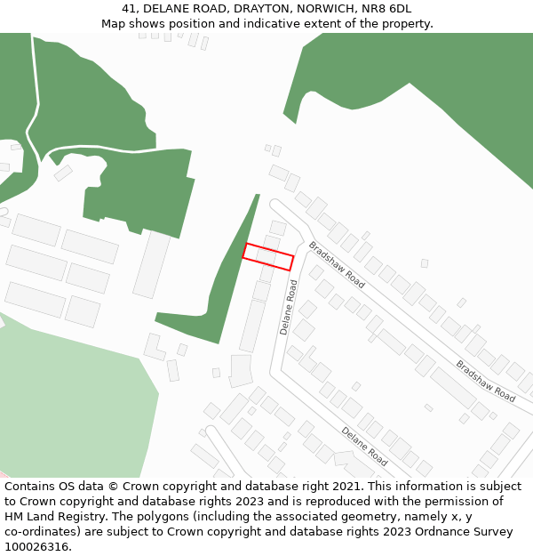 41, DELANE ROAD, DRAYTON, NORWICH, NR8 6DL: Location map and indicative extent of plot