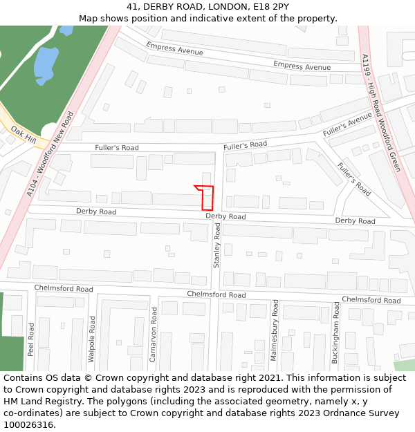 41, DERBY ROAD, LONDON, E18 2PY: Location map and indicative extent of plot