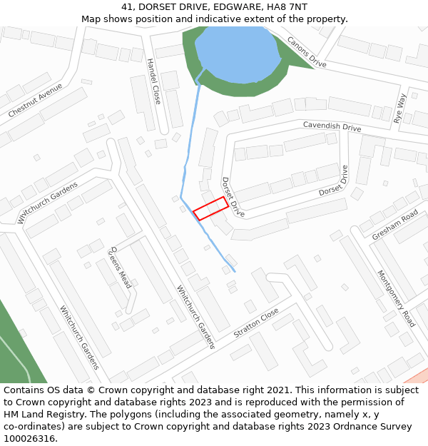 41, DORSET DRIVE, EDGWARE, HA8 7NT: Location map and indicative extent of plot