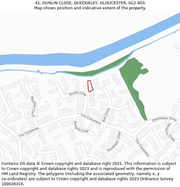 41, DUNLIN CLOSE, QUEDGELEY, GLOUCESTER, GL2 4GS: Location map and indicative extent of plot