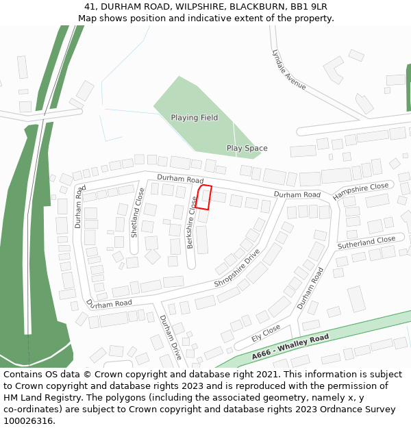 41, DURHAM ROAD, WILPSHIRE, BLACKBURN, BB1 9LR: Location map and indicative extent of plot