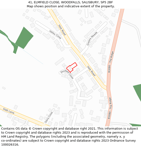 41, ELMFIELD CLOSE, WOODFALLS, SALISBURY, SP5 2BF: Location map and indicative extent of plot