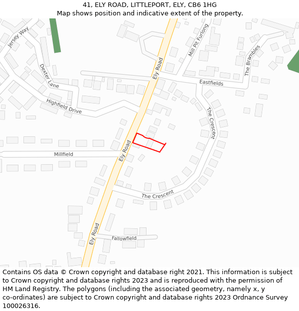 41, ELY ROAD, LITTLEPORT, ELY, CB6 1HG: Location map and indicative extent of plot