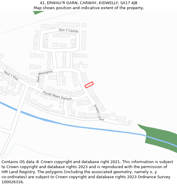 41, ERWAU'R GARN, CARWAY, KIDWELLY, SA17 4JB: Location map and indicative extent of plot