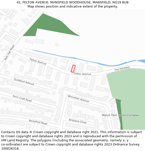 41, FELTON AVENUE, MANSFIELD WOODHOUSE, MANSFIELD, NG19 8UB: Location map and indicative extent of plot