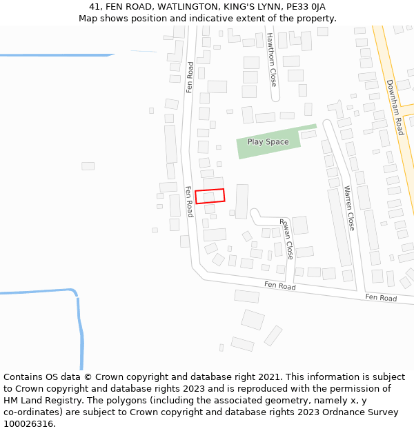 41, FEN ROAD, WATLINGTON, KING'S LYNN, PE33 0JA: Location map and indicative extent of plot