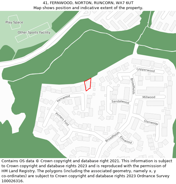 41, FERNWOOD, NORTON, RUNCORN, WA7 6UT: Location map and indicative extent of plot