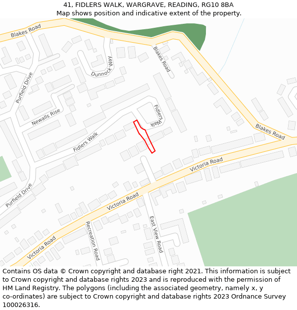 41, FIDLERS WALK, WARGRAVE, READING, RG10 8BA: Location map and indicative extent of plot