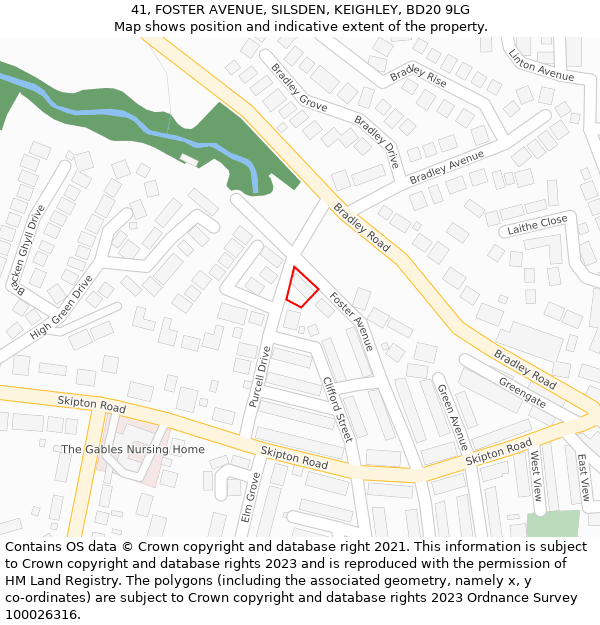 41, FOSTER AVENUE, SILSDEN, KEIGHLEY, BD20 9LG: Location map and indicative extent of plot