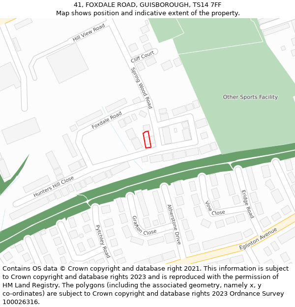 41, FOXDALE ROAD, GUISBOROUGH, TS14 7FF: Location map and indicative extent of plot