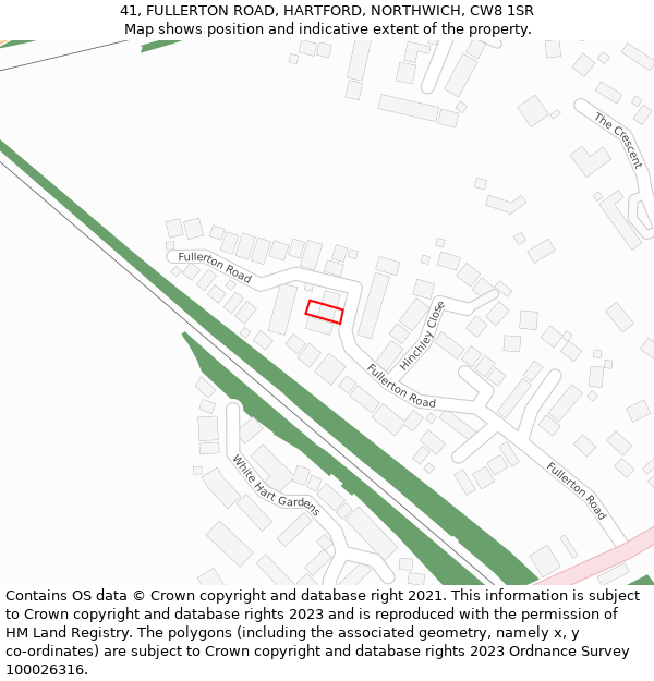 41, FULLERTON ROAD, HARTFORD, NORTHWICH, CW8 1SR: Location map and indicative extent of plot