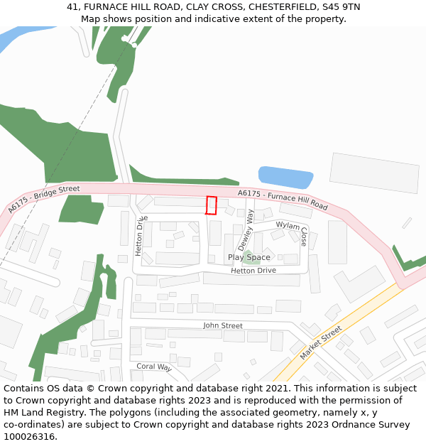 41, FURNACE HILL ROAD, CLAY CROSS, CHESTERFIELD, S45 9TN: Location map and indicative extent of plot