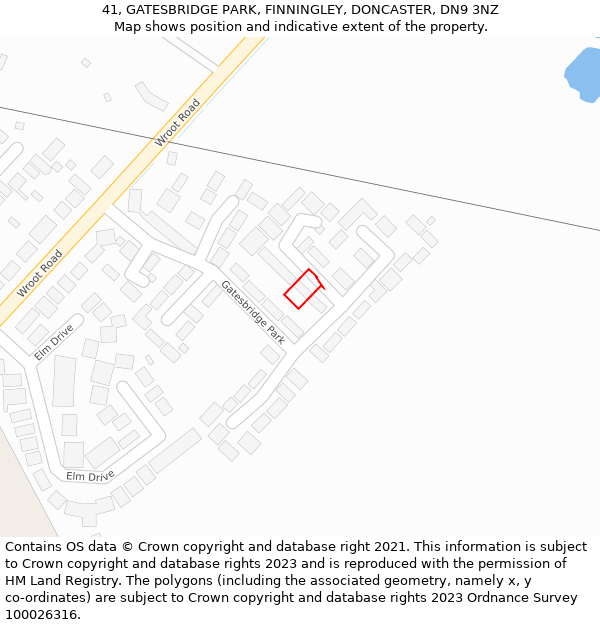 41, GATESBRIDGE PARK, FINNINGLEY, DONCASTER, DN9 3NZ: Location map and indicative extent of plot