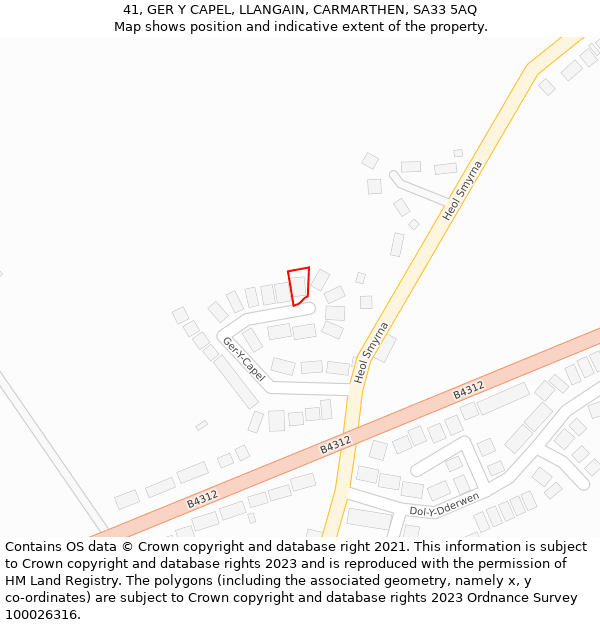 41, GER Y CAPEL, LLANGAIN, CARMARTHEN, SA33 5AQ: Location map and indicative extent of plot