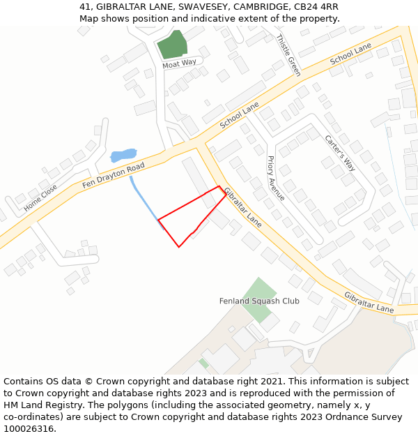 41, GIBRALTAR LANE, SWAVESEY, CAMBRIDGE, CB24 4RR: Location map and indicative extent of plot