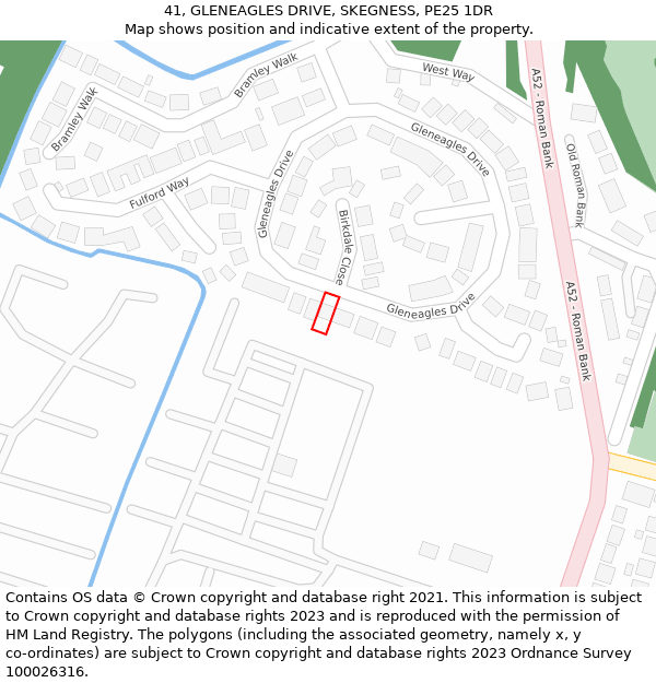 41, GLENEAGLES DRIVE, SKEGNESS, PE25 1DR: Location map and indicative extent of plot