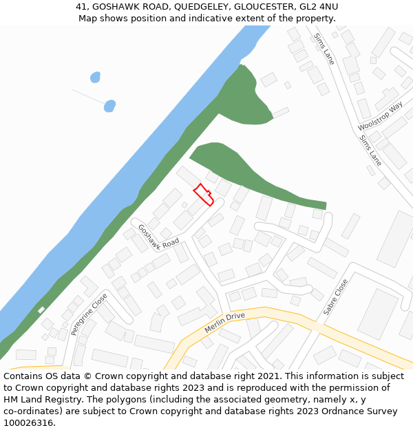 41, GOSHAWK ROAD, QUEDGELEY, GLOUCESTER, GL2 4NU: Location map and indicative extent of plot