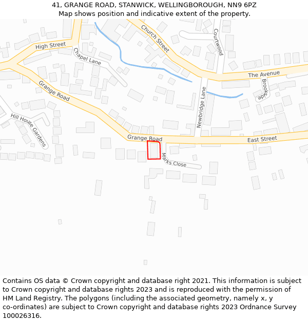 41, GRANGE ROAD, STANWICK, WELLINGBOROUGH, NN9 6PZ: Location map and indicative extent of plot