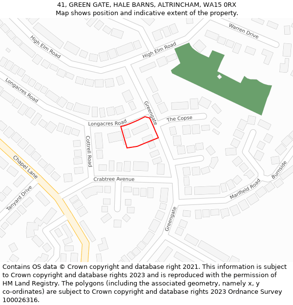 41, GREEN GATE, HALE BARNS, ALTRINCHAM, WA15 0RX: Location map and indicative extent of plot